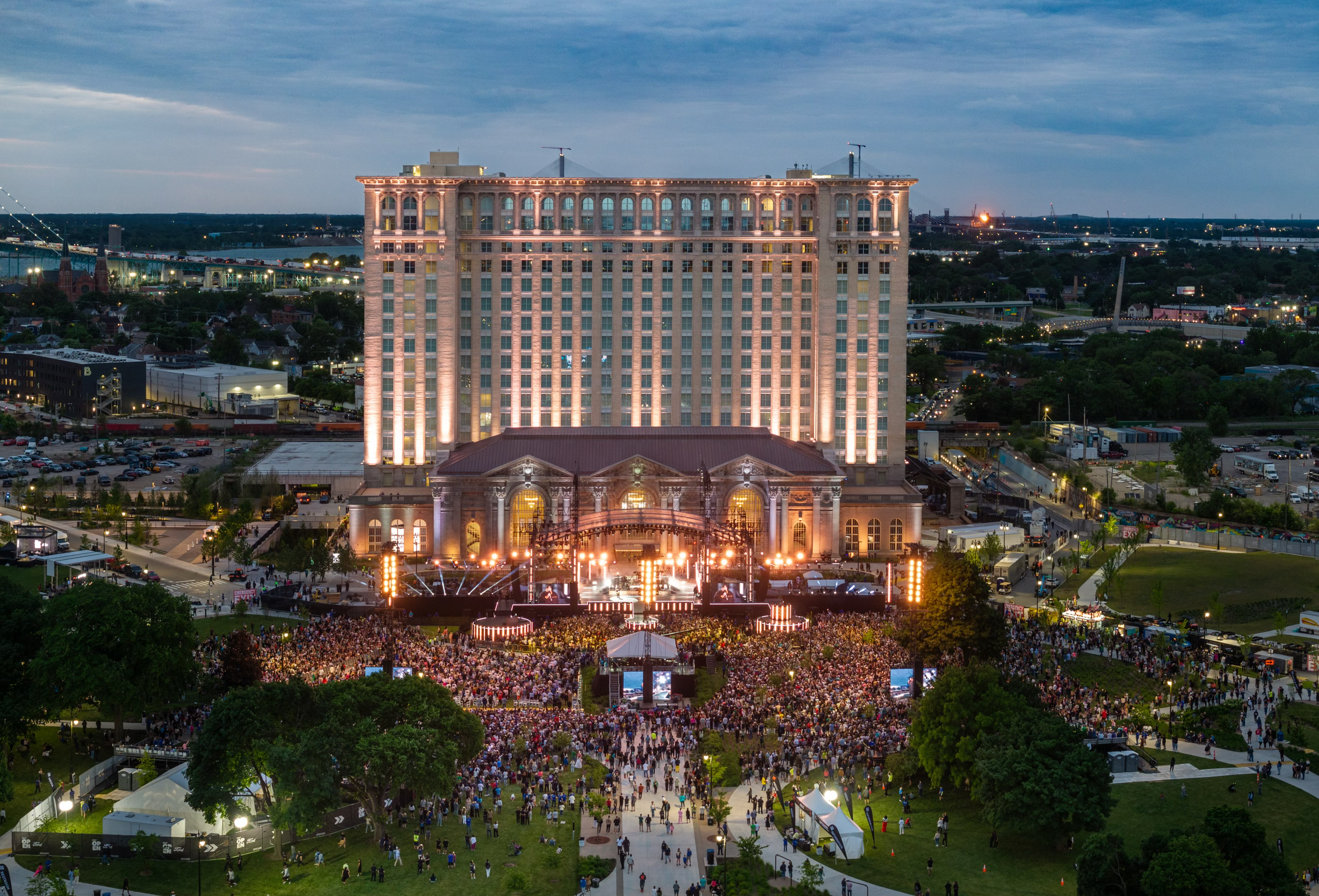 More than 20,000 people gather at Live from Detroit: The Concert at Michigan Central on June 6, 2024, to celebrate the station's reopening.